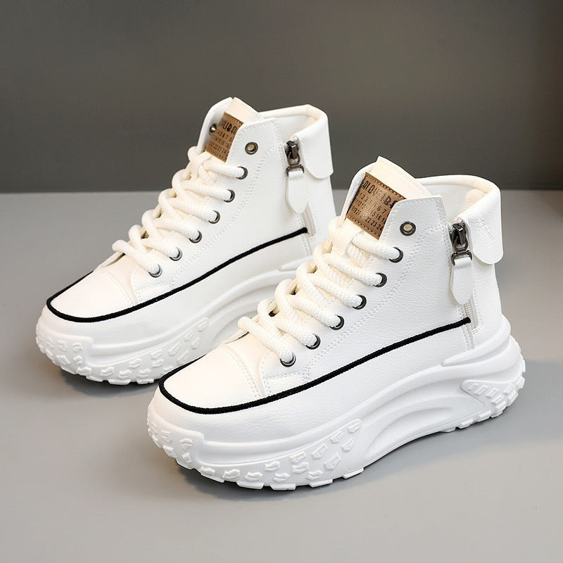 Round Toe Shoes Platform Height Increasing Casual Sneakers