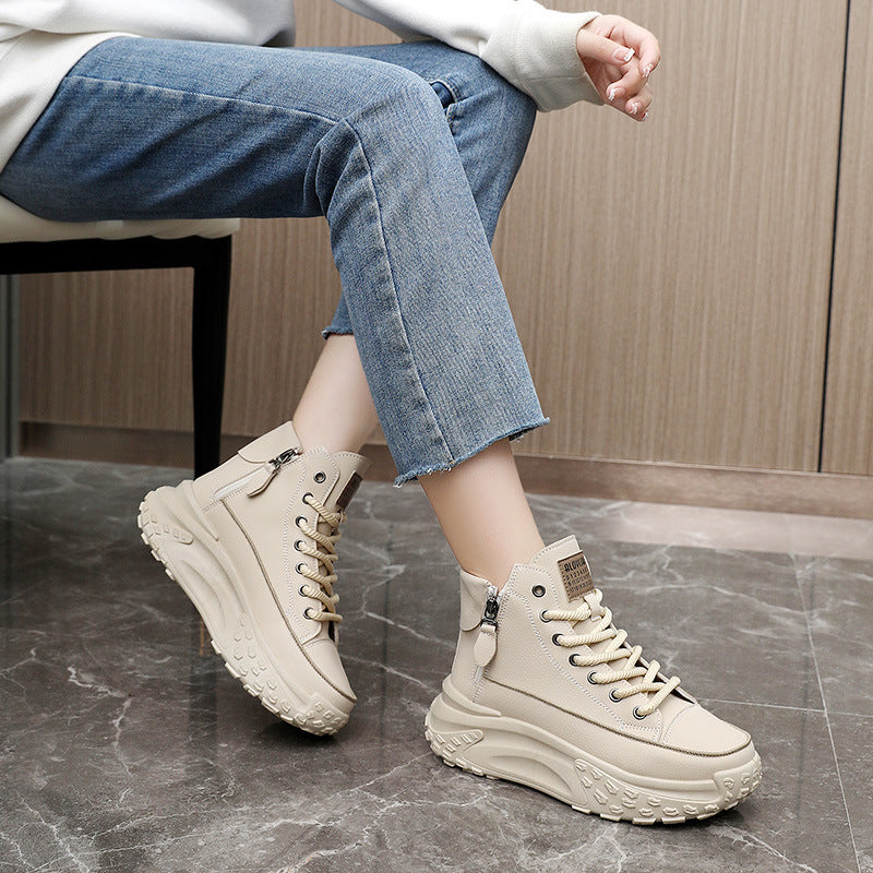 Round Toe Shoes Platform Height Increasing Casual Sneakers